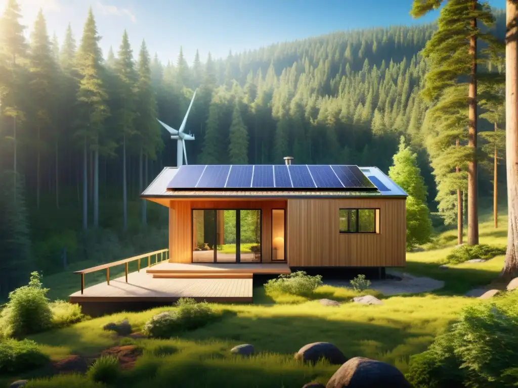 Acogedora cabaña offgrid en el bosque, con paneles solares y jardín, ideal para vivir desconectado de la red eléctrica