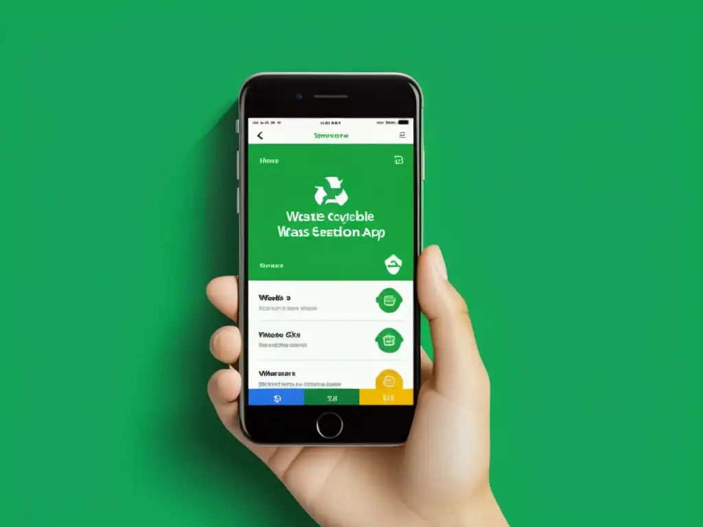 Una app de separación de residuos con herramientas digitales para separación residuos, interfaz intuitiva y diseño moderno en un entorno ecofriendly