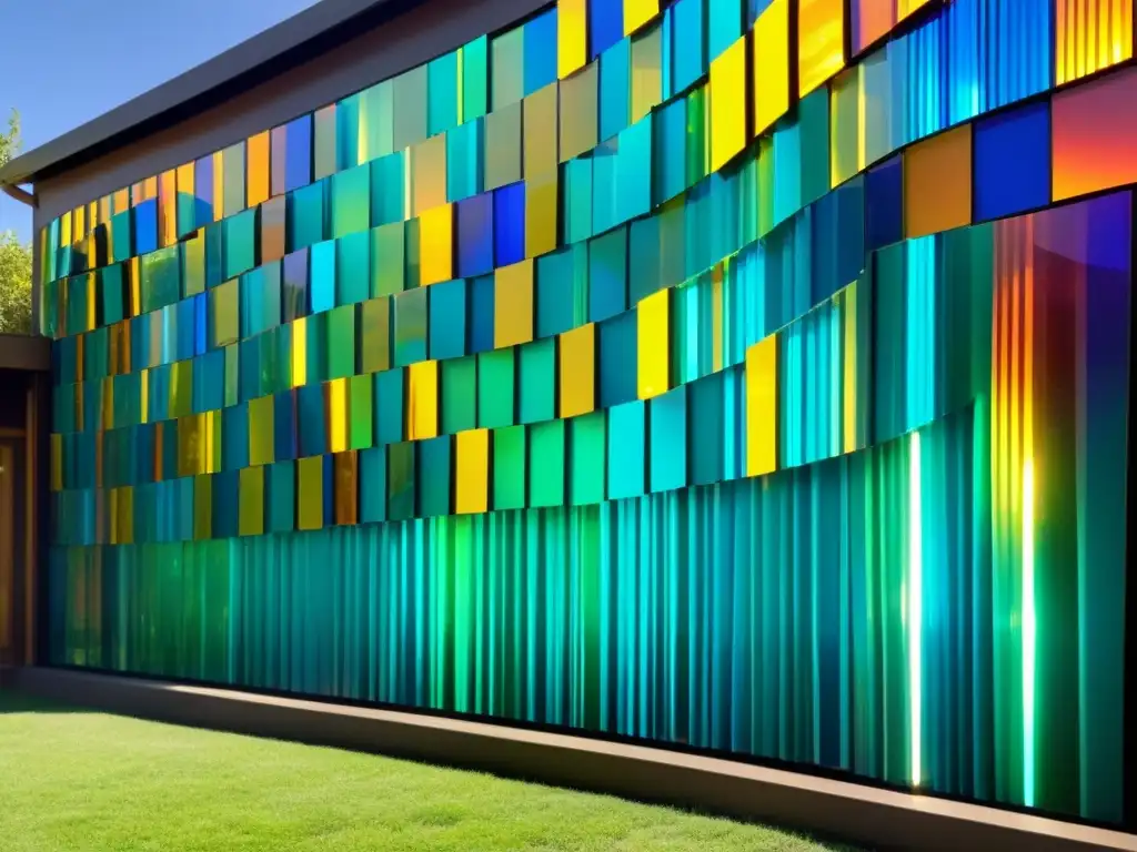 Arte mural con CDs reciclados: un mosaico de colores y luz que irradia energía dinámica y elegancia contemporánea