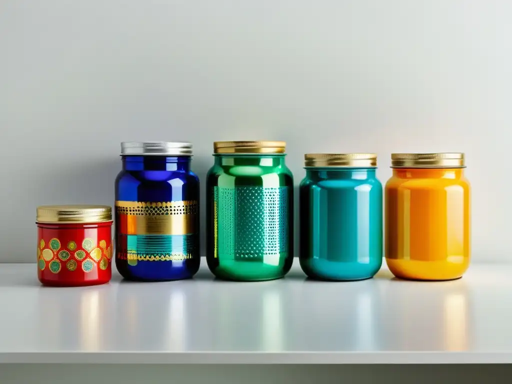 Arte transformado: tarros y latas convertidos en piezas decorativas elegantes y creativas, mostrando la belleza del reciclaje y la sostenibilidad