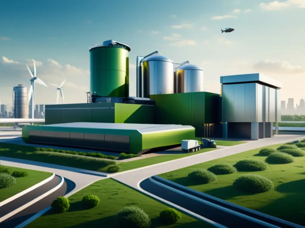 Instalación futurista de separación de residuos: tecnología avanzada en gestión ambiental Avance en la gestión de residuos con tecnología futurista y conciencia ambiental en una ciudad sostenible