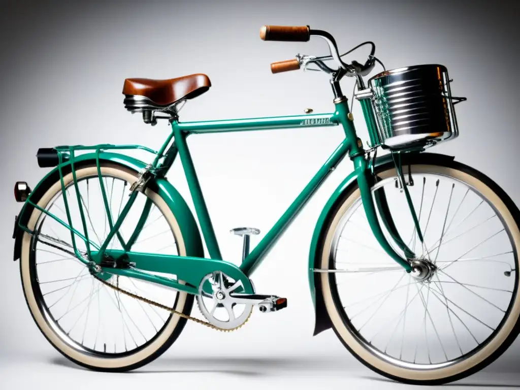 Una bicicleta vintage restaurada con detalle, resaltando la artesanía y sostenibilidad de productos reacondicionados economía circular