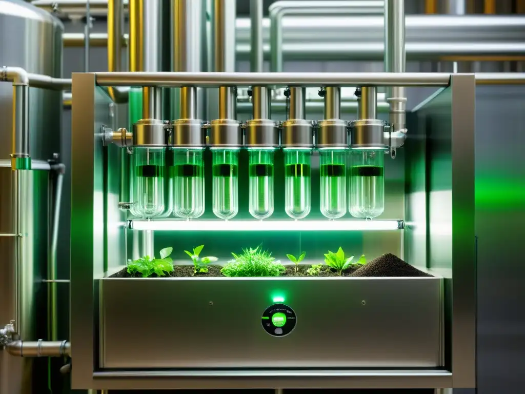 Un bioreactor para compostaje sostenible, con diseño industrial elegante y tecnología de vanguardia