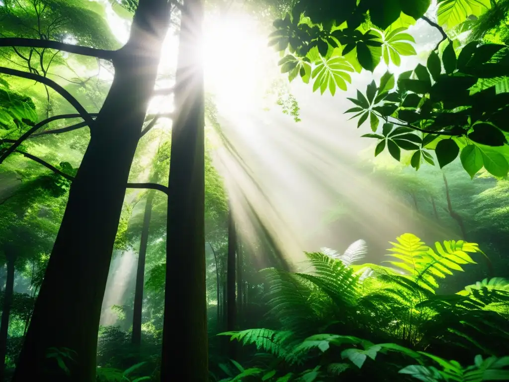 Un bosque exuberante iluminado por el sol, muestra la belleza y armonía de la naturaleza