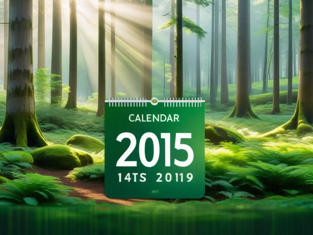 Calendario integrado en escena forestal, estrategia marketing fechas ambientales