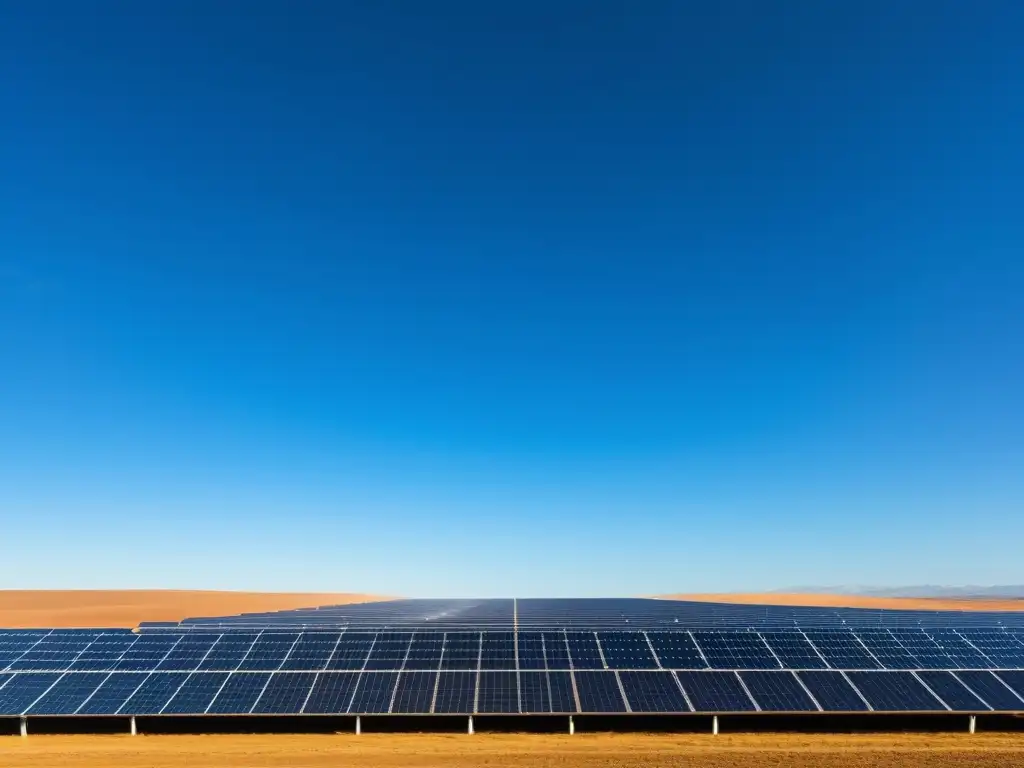 Panel solar: energía limpia y sostenible Un campo de paneles solares capturando la luz del sol para convertirla en energía limpia, representando las mejores tecnologías verdes para invertir