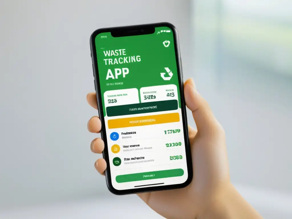 Captura de pantalla de app gestión residuos ahorro dinero con consejos reciclaje y seguimiento de costos