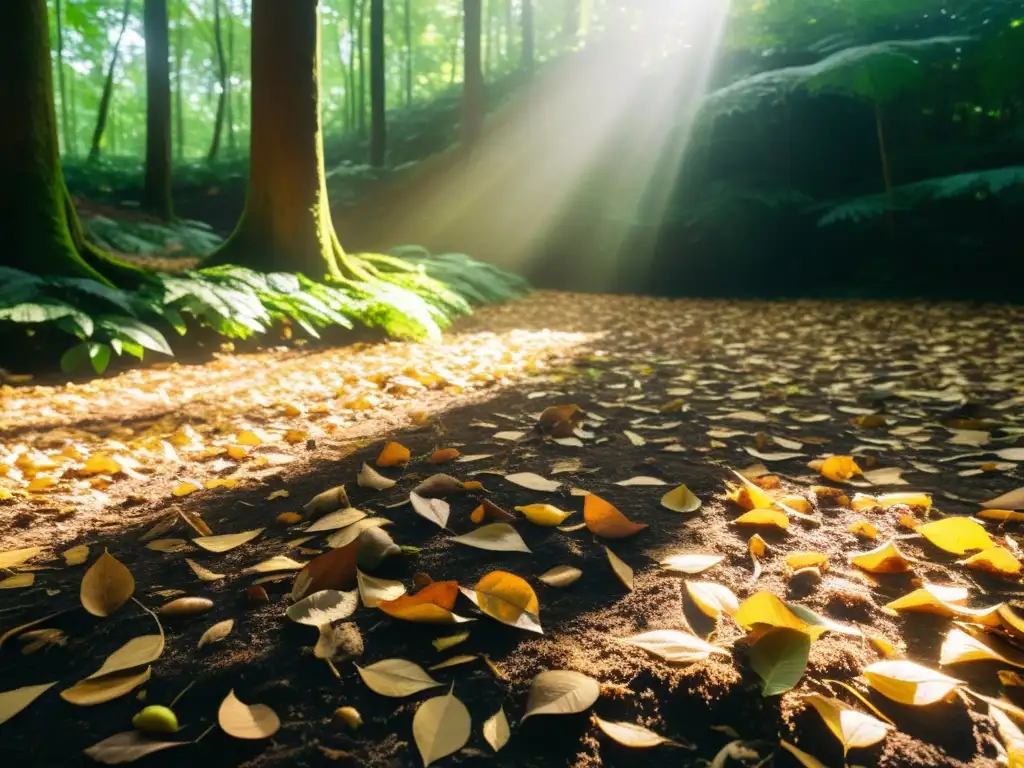 El ciclo natural de reciclaje de nutrientes y captura de carbono en un exuberante bosque, reducir huella carbono compostaje reciclaje