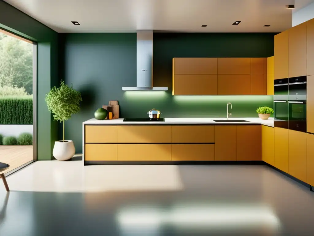 Una cocina moderna con diseño minimalista y prácticas sostenibles alimentación hogar