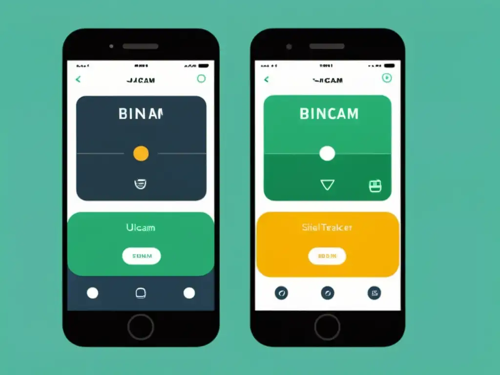 Comparativa de aplicaciones BinCam y EcoTracker para gestión de residuos domésticos con diseño moderno y funcionalidades intuitivas
