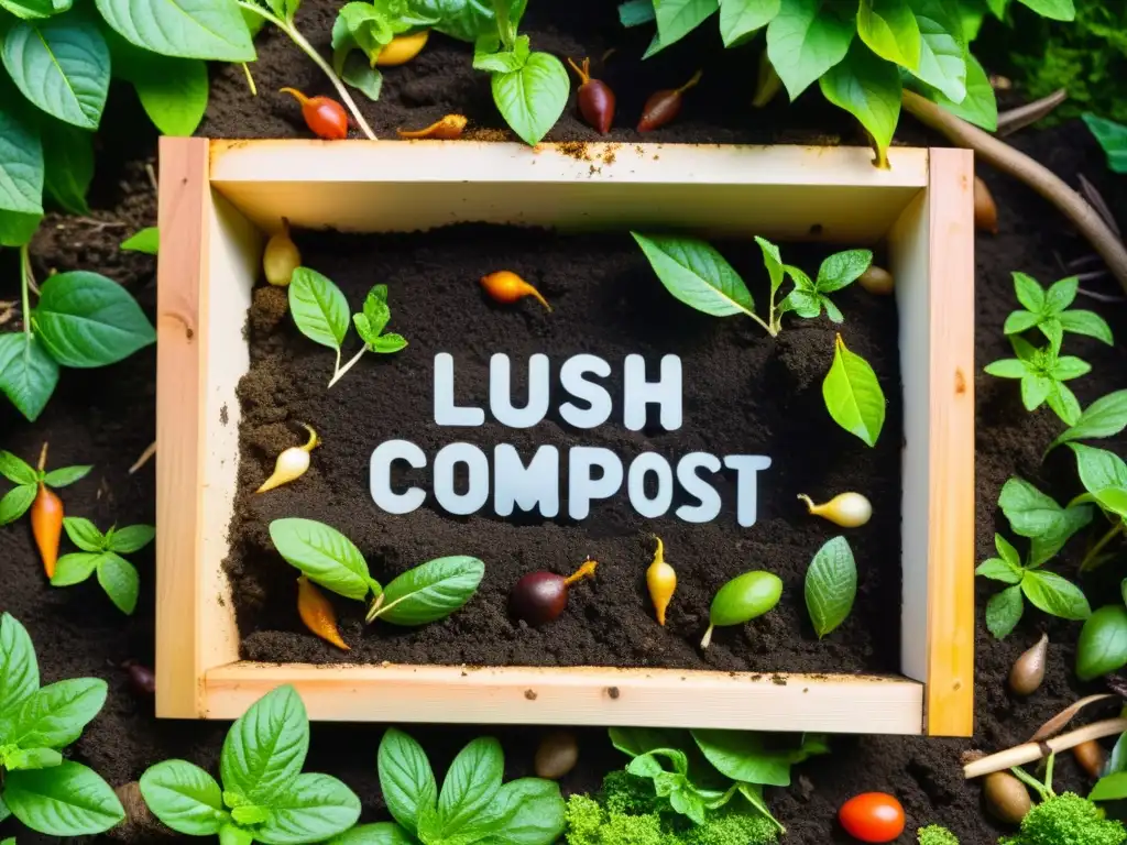 Un compost en el jardín con desechos biodegradables, tierra y lombrices