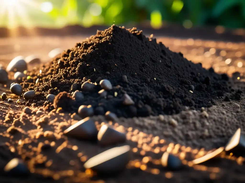 Compost orgánico enriquece la tierra, equilibrar pH suelo con renovada vitalidad