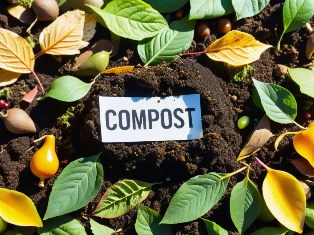 Un compost verde vibrante con descomposición orgánica y pesticidas, impacto visual