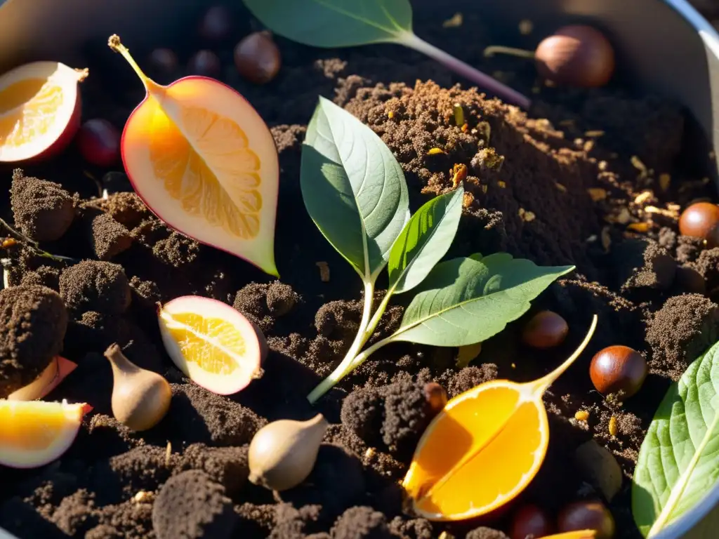 Compostaje aeróbico en el hogar: Pila de compost orgánico en un jardín, con vapor y vida natural