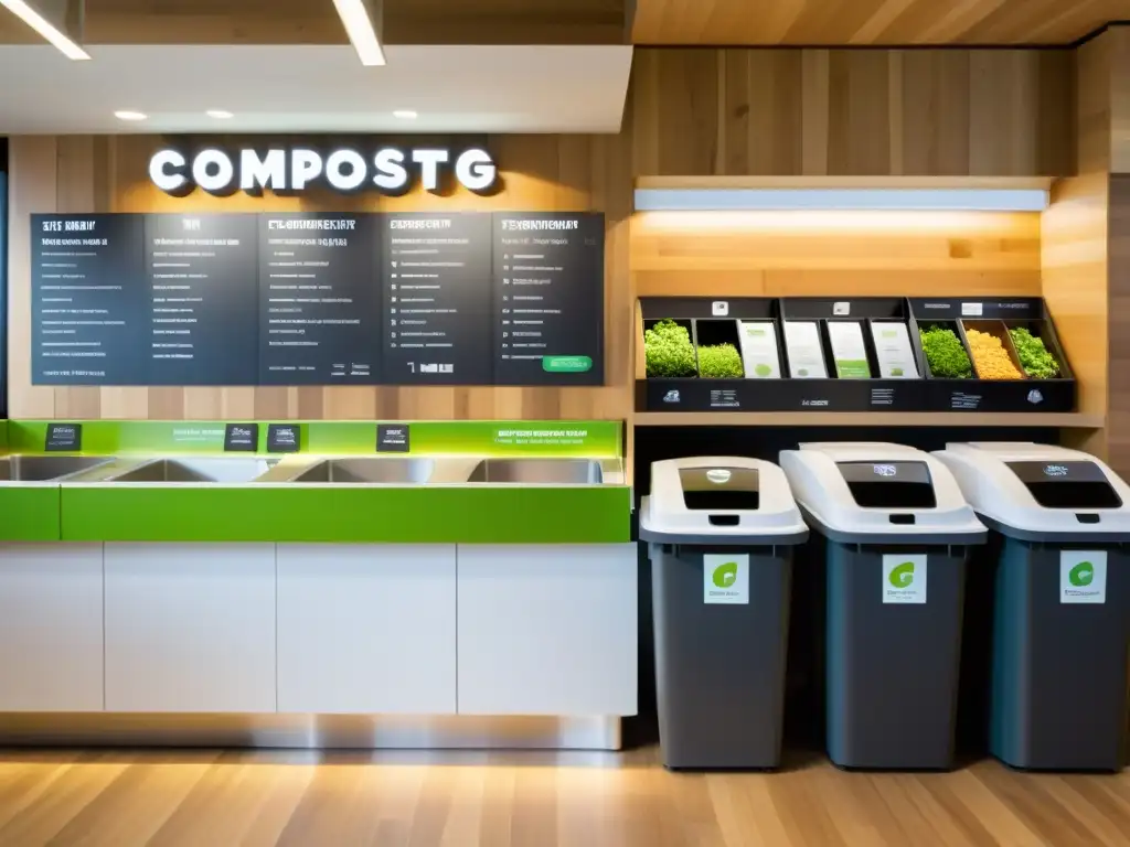 Estación de compostaje en cadena de comida rápida, integración sostenible y eficiente en el restaurante moderno