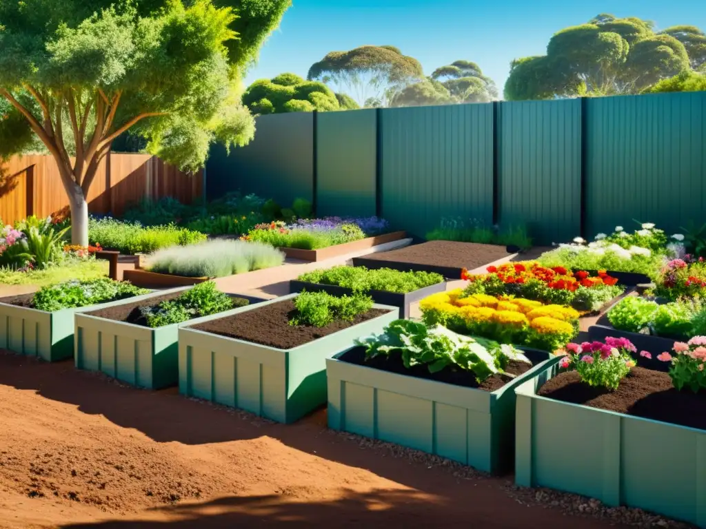 Jardín comunitario en Australia, compostaje y reciclaje en armonía con la naturaleza