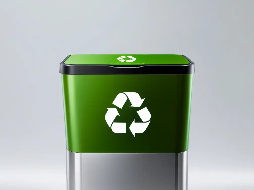 Un contenedor de reciclaje de acero inoxidable con el logo de RecycleSmart