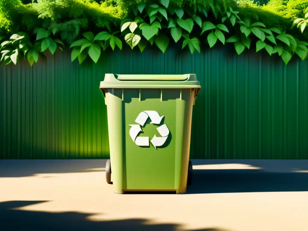 Reciclaje en armonía: bin en entorno natural Un contenedor de reciclaje en un entorno natural, simbolizando estrategias efectivas de compostaje y reciclaje en el hogar
