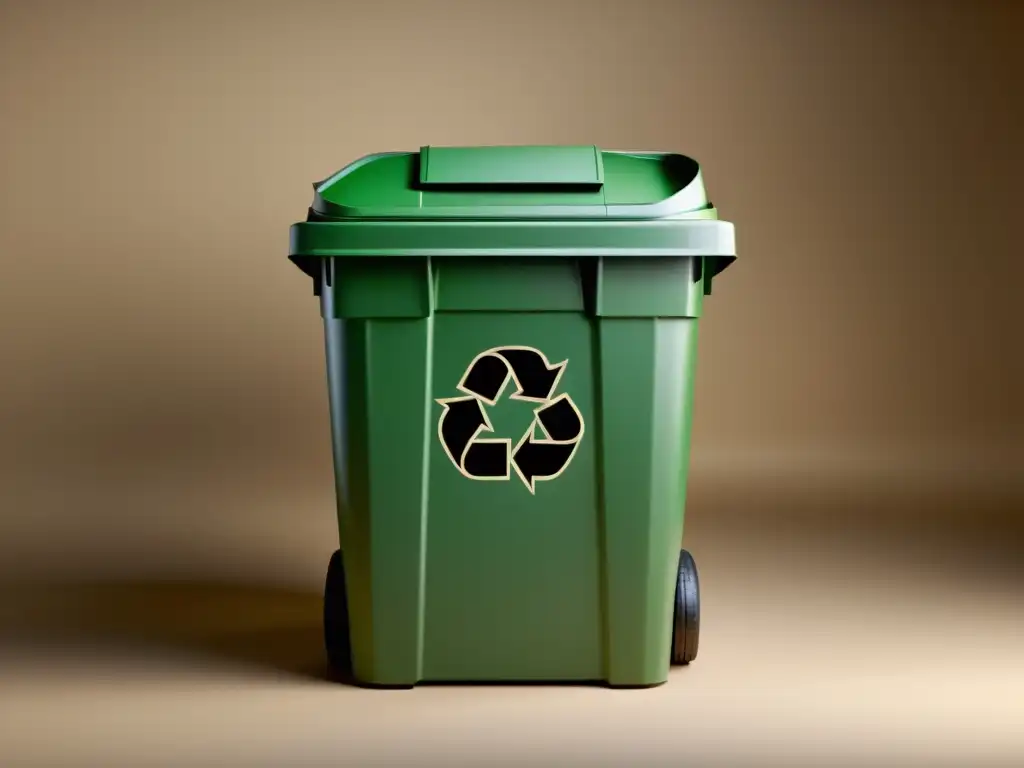 Reciclaje elegante: Estrategias efectivas para un mundo sostenible Un contenedor de reciclaje minimalista muestra estrategias efectivas de compostaje y reciclaje en el hogar, con materiales separados ordenadamente