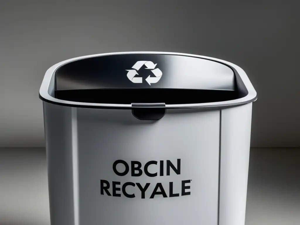 Contenedor de reciclaje moderno y elegante en blanco Un contenedor de reciclaje moderno y elegante con compartimentos separados para diferentes materiales reciclables, en un fondo blanco limpio