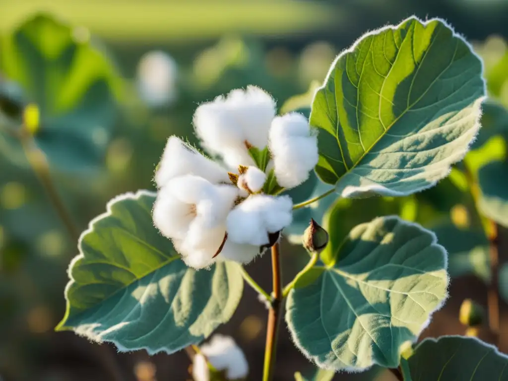 Detallada imagen de un suave algodón en el campo, resaltando la belleza de las fibras naturales para ropa ecológica