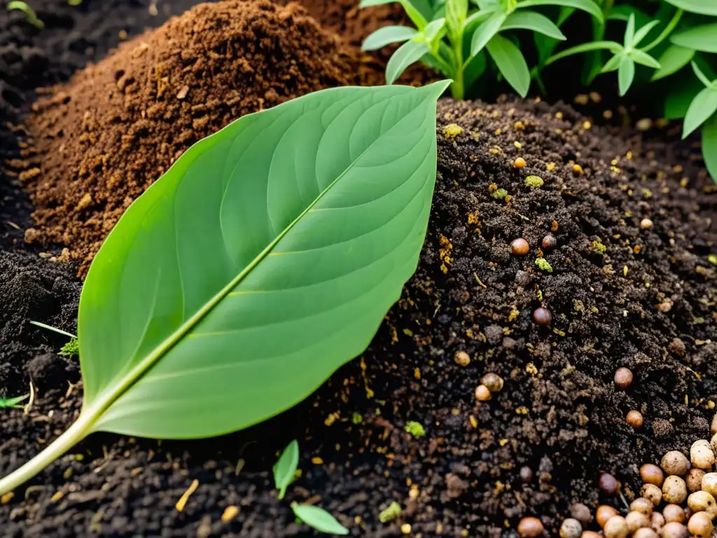 Un detallado compost equilibrado de nitrógeno y carbono