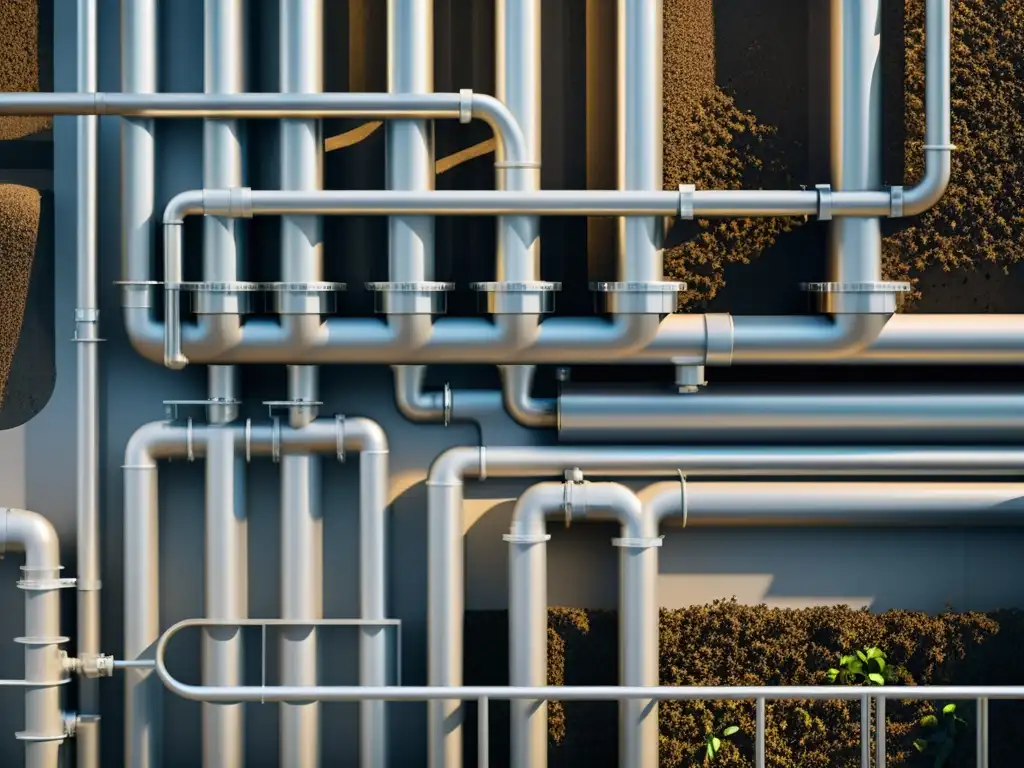 Detalle de bioreactores para compostaje sostenible en moderna instalación