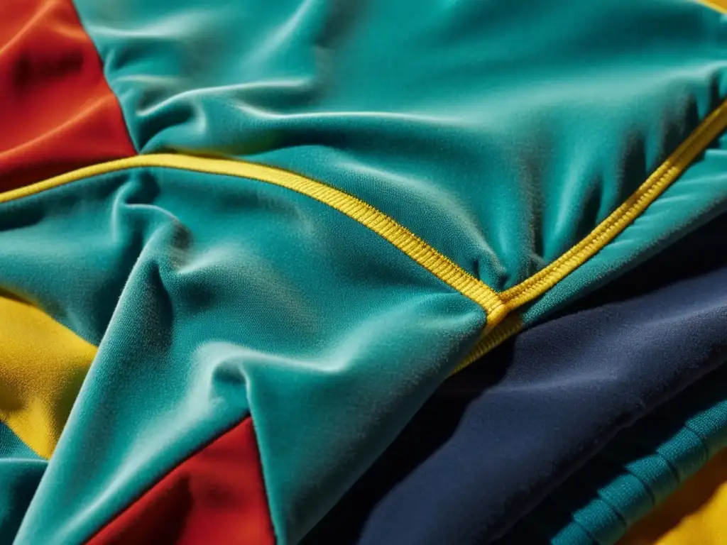 Detalle de desarme de chaqueta de fleece de Patagonia, resaltando su textura y colores vibrantes