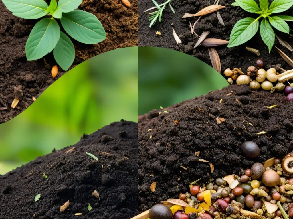 Detalle de un montón de compost en proceso, resaltando los beneficios del uso de inoculantes en compostaje