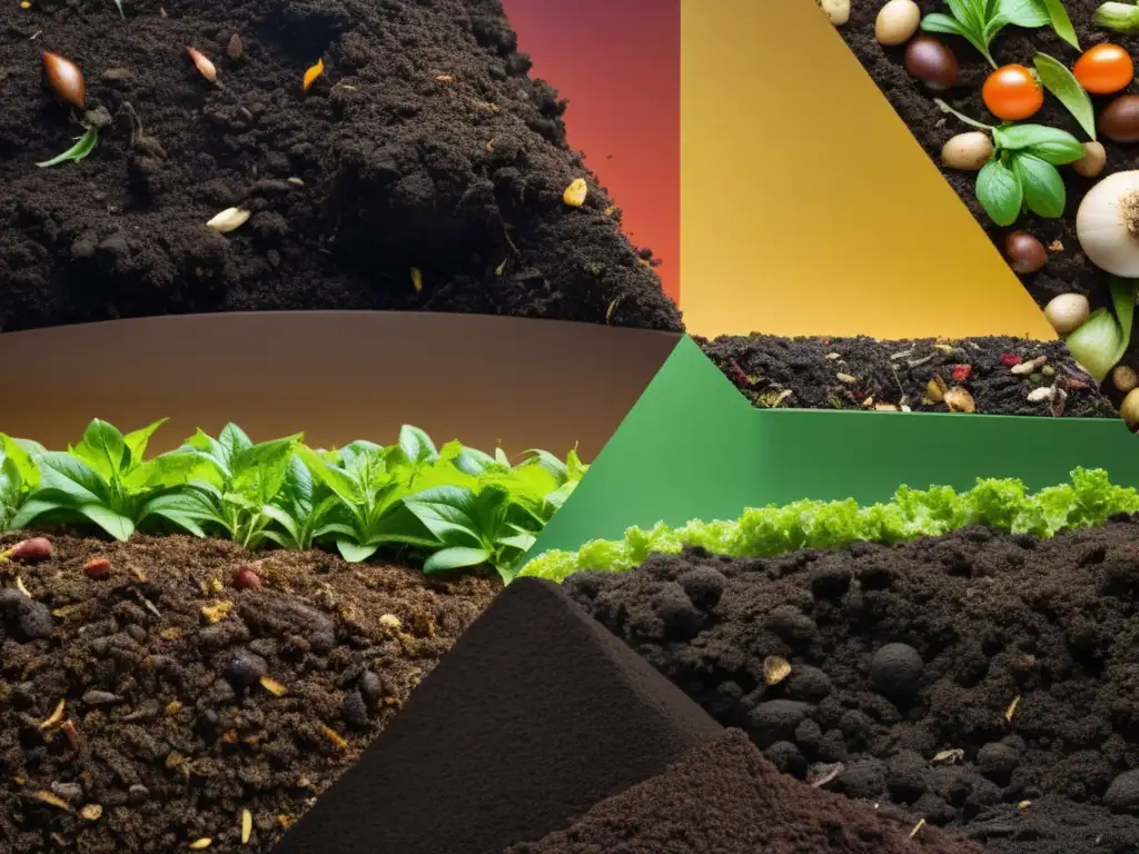 Detalle de pila de compost en industria alimentaria, resalta la cultura de compostaje en el entorno industrial