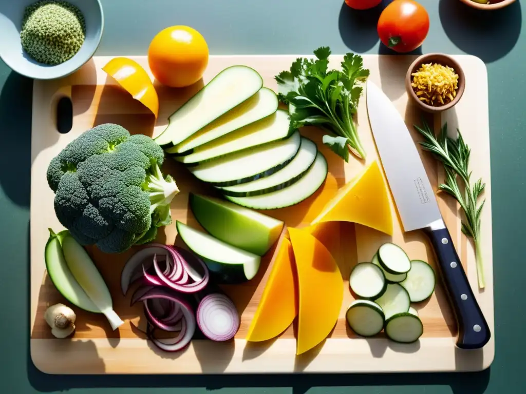 Detalles vibrantes de residuos orgánicos en tabla de cortar, inspirando recetas de cocina con residuos orgánicos