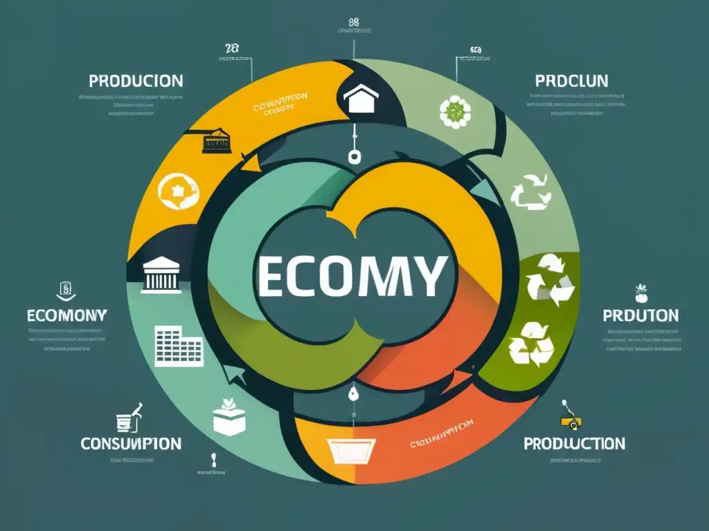 Un diseño minimalista muestra el flujo de materiales en la economía circular