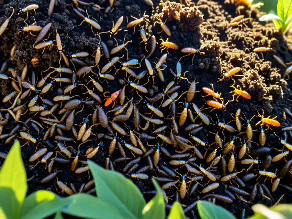 Un ecosistema próspero en un montón de compost