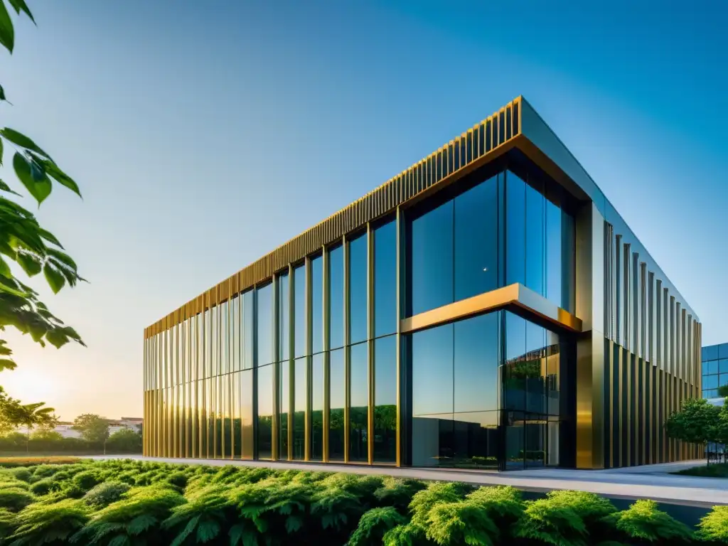 Edificio comercial moderno con fachada dinámica y sostenible