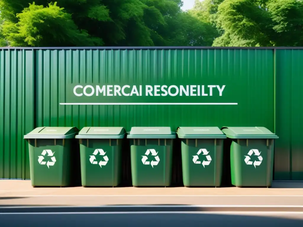 Edificio comercial moderno con prácticas sostenibles gestión residuos comerciales y armonía verde