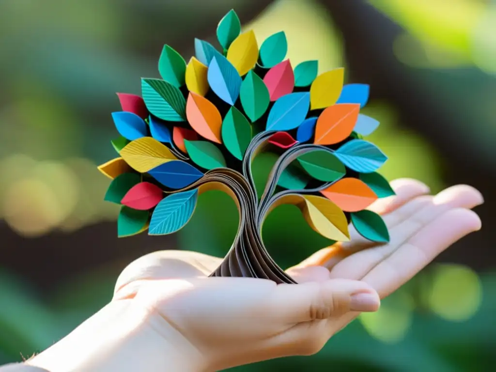 Escultura de árbol reciclada: detalle impresionante Una escultura de árbol delicada y detallada hecha de materiales reciclados, sostenible e innovadora