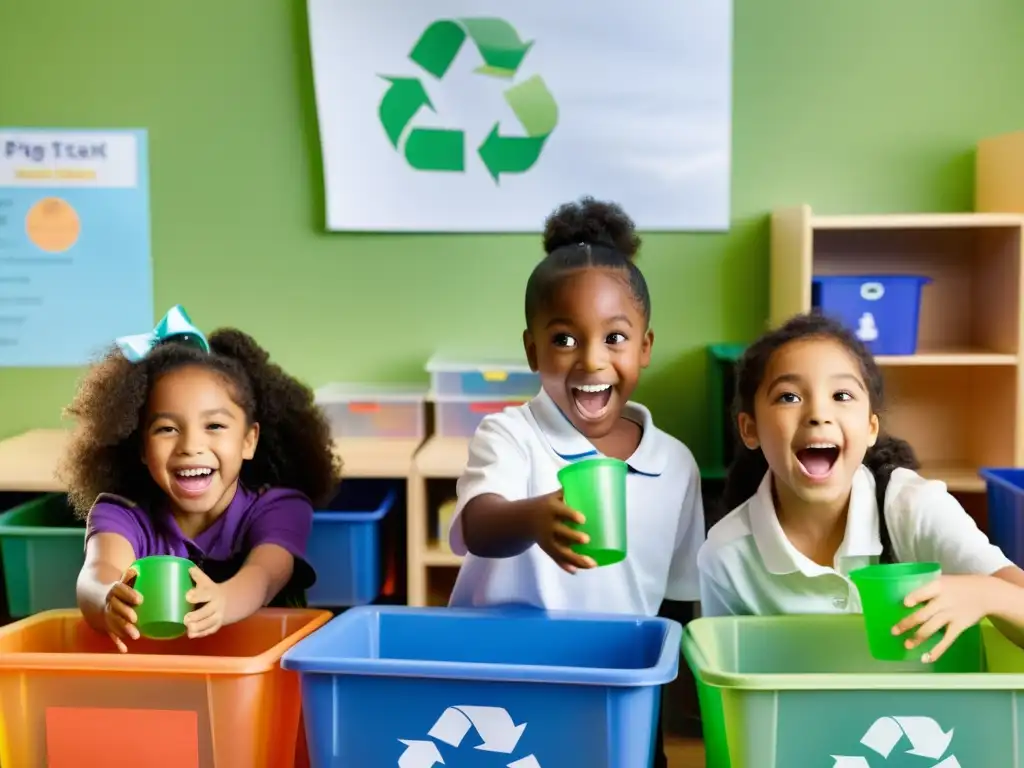 Estudiantes realizan emocionante experimento de reciclaje en la escuela, mostrando la importancia del reciclaje