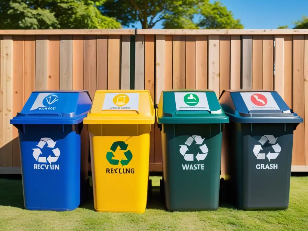 Un evento al aire libre con contenedores de reciclaje bien organizados y asistentes separando cuidadosamente sus residuos