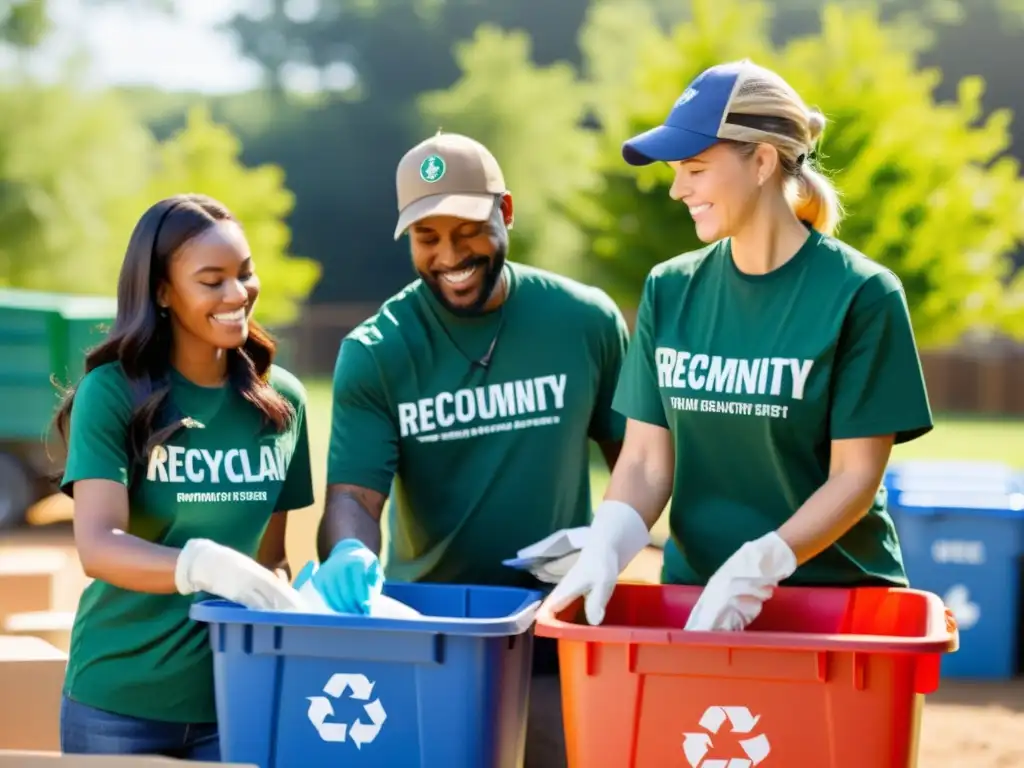 Un grupo de voluntarios separa materiales reciclables en un centro comunitario