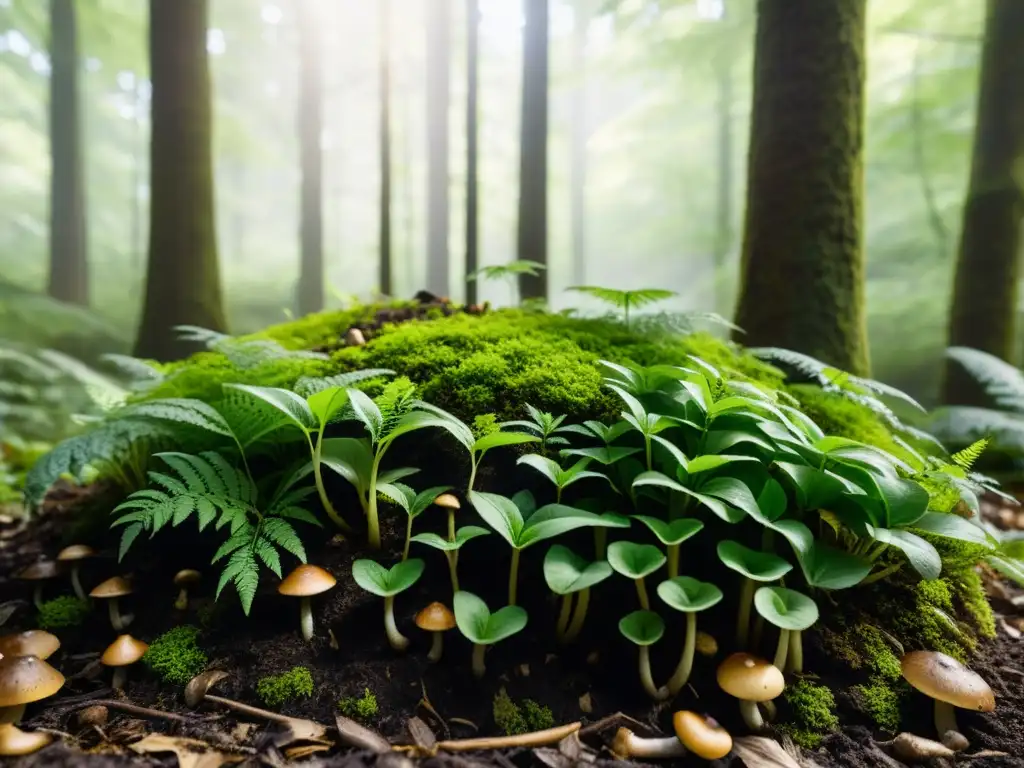 Imagen serena de un bosque verde en Alemania, simbolizando la revolución verde y el compostaje como parte del ciclo de vida y crecimiento natural