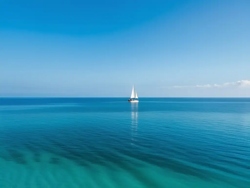 Imagen serena de un vasto océano con aguas cristalinas, suaves olas y un cielo despejado