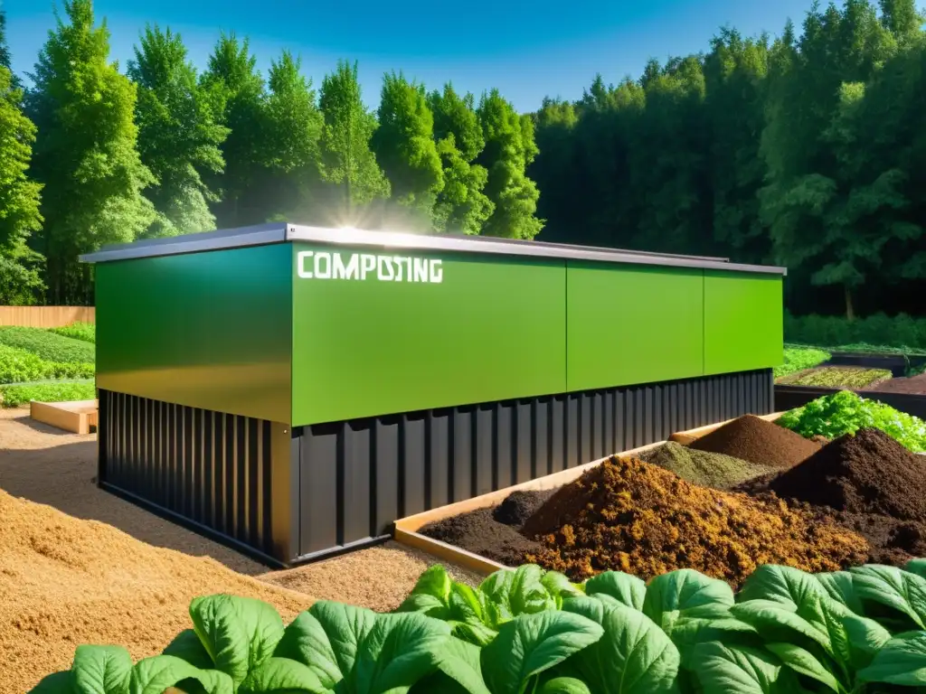 Instalación de compostaje urbano en Alemania, muestra la revolución verde y el compromiso con la sostenibilidad ambiental