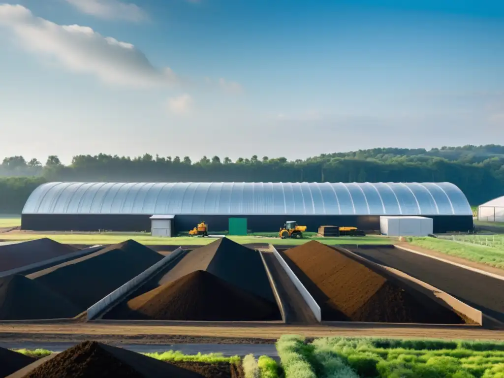 Integración sostenible en área industrial Integración de prácticas sostenibles en un paisaje industrial armonioso y moderno, con un enfoque claro en la sostenibilidad ambiental