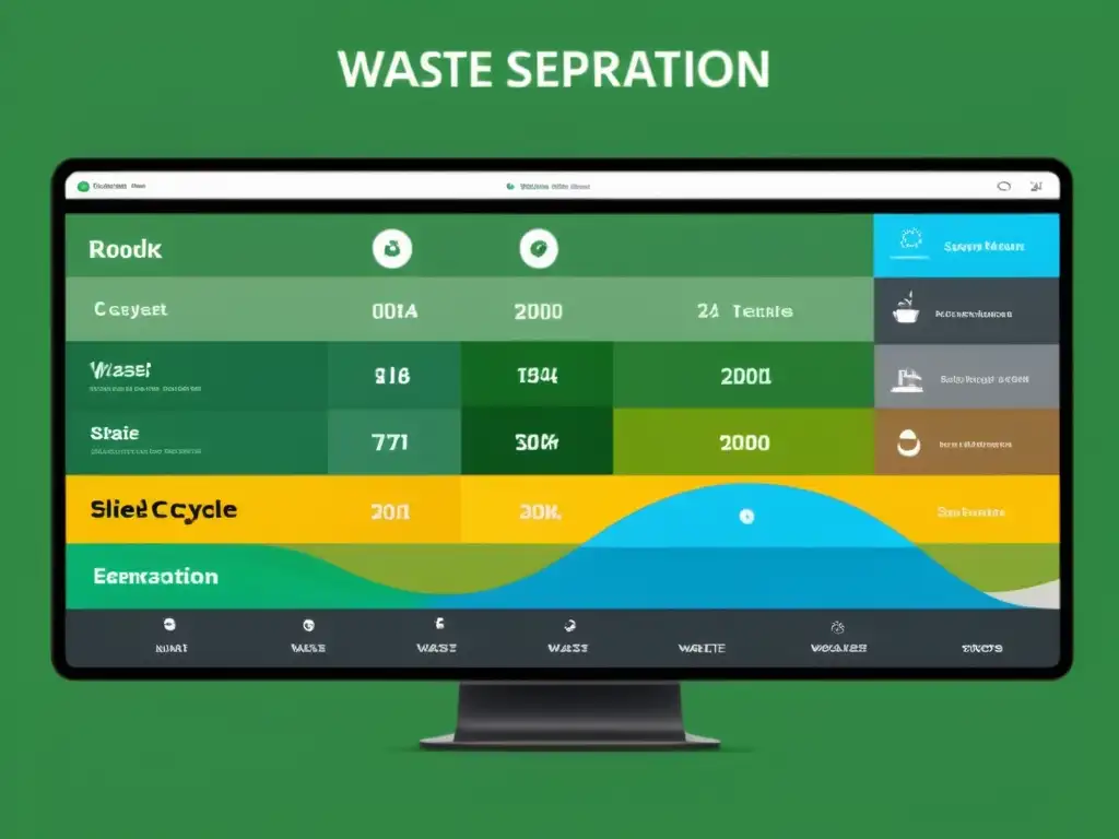 Interfaz digital para separación de residuos con diseño moderno y visualización de ciclo de vida