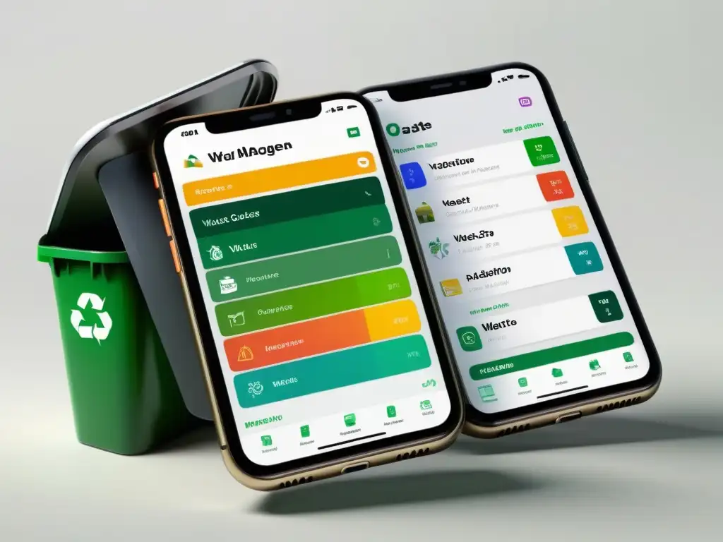 Interfaz moderna de app de gestión de residuos con configuración de alertas reciclaje efectivo