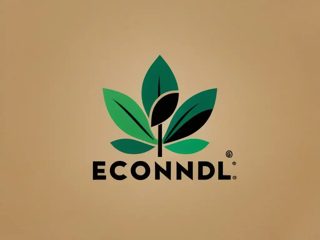 Logo moderno de marca ecológica sobre fondo reciclado, símbolo de patrocinios verdes en el sector ecológico