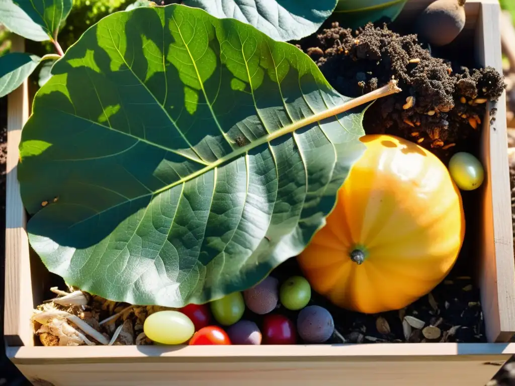 Manejo experto del pH en compostaje: Pila de compost con capas de materiales orgánicos en descomposición, iluminada por el sol