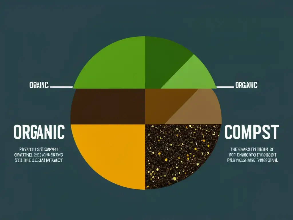 Transformación de materiales orgánicos en compostaje, resaltando la importancia del tamaño de las partículas