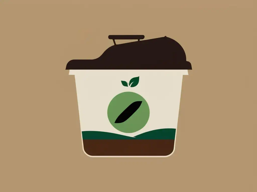 Ilustración minimalista del sistema de compostaje Bokashi Ilustración minimalista de un contenedor de compostaje Bokashi con capas de residuos orgánicos y salvado Bokashi