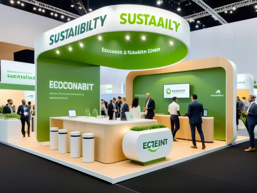 Exposición ecoinnovadora en evento de sostenibilidad Exhibición moderna y elegante en evento de sostenibilidad